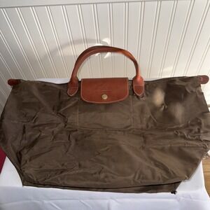 LONGCHAMP LE PLIAGE MODEL M MEDIUM TOP HANDLE HANDBAG TOTE BAG PURSE BROWN